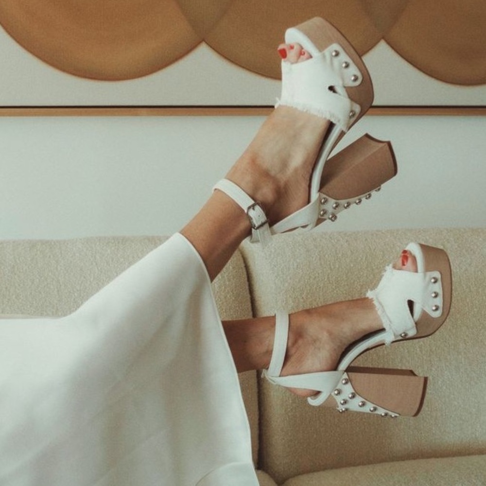 Gianni Bini x DANNIJO Daisy Denim Studded Platform Sandals
